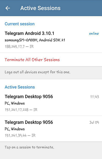 دو تلگرام نصب شده بر روی گوشی
