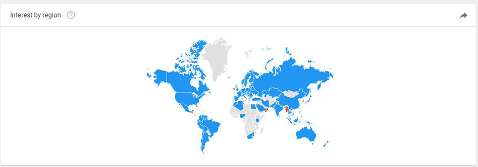 محبوبیت php در کشور ها